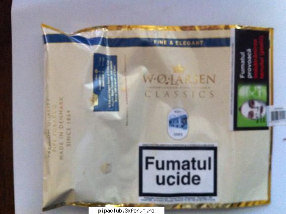 data tutunului: produsului (brand): clasics - fine & de 52 la gem, buna 
tipul mixturii si continut: