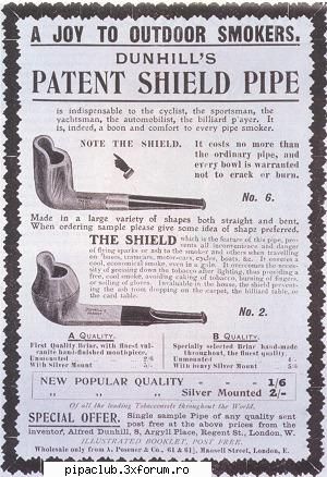 dunhill - reclama la winshield pipe - Producatori de pipe (pipieri)