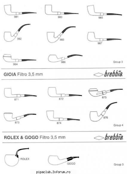 forme de pipe - Alte cateva shape chart-uri de la Brebbia - Producatori de pipe (pipieri)